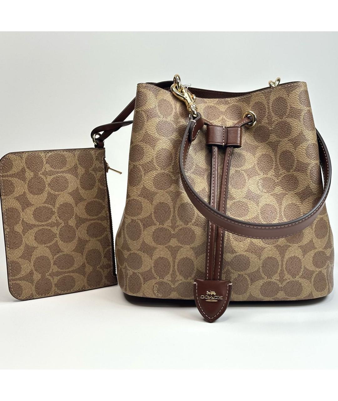 COACH Коричневая кожаная сумка через плечо, фото 7