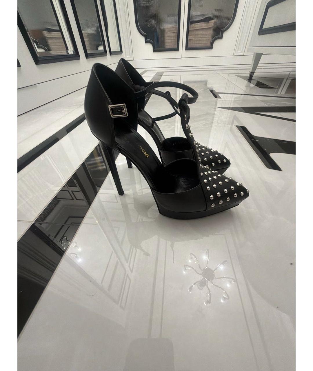 SAINT LAURENT Черные кожаные туфли, фото 5