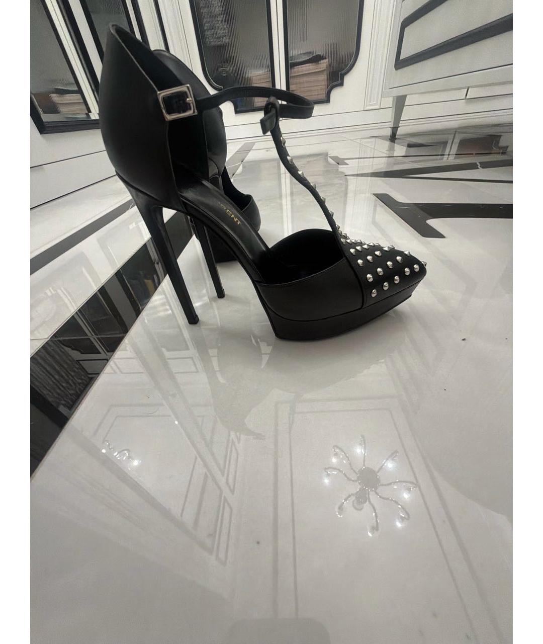 SAINT LAURENT Черные кожаные туфли, фото 4