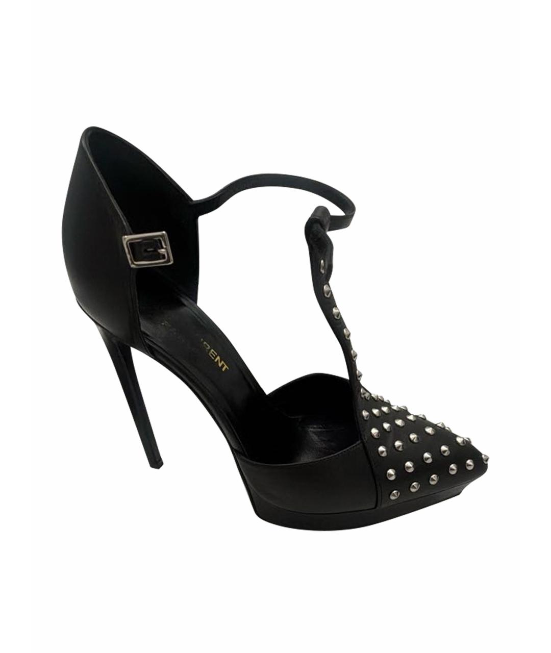 SAINT LAURENT Черные кожаные туфли, фото 1