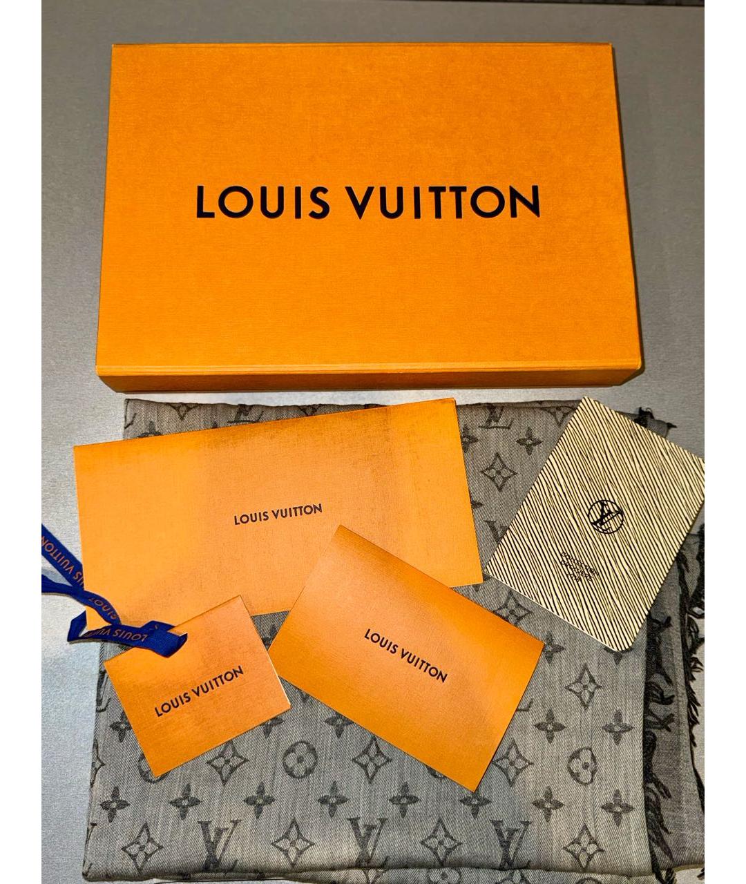 LOUIS VUITTON Серый хлопковый шарф, фото 5