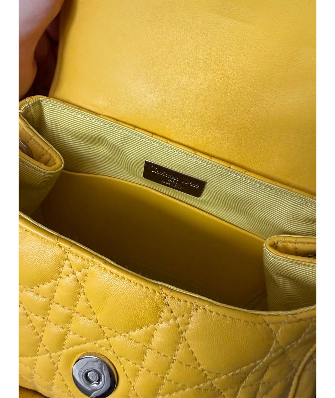 CHRISTIAN DIOR Желтый кожаный рюкзак, фото 6