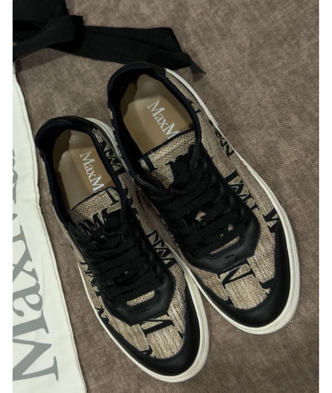 MAX MARA Бежевые синтетические кеды, фото 4