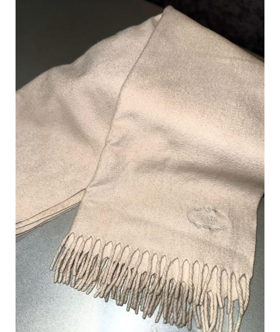 PRADA Бежевый кашемировый шарф, фото 4