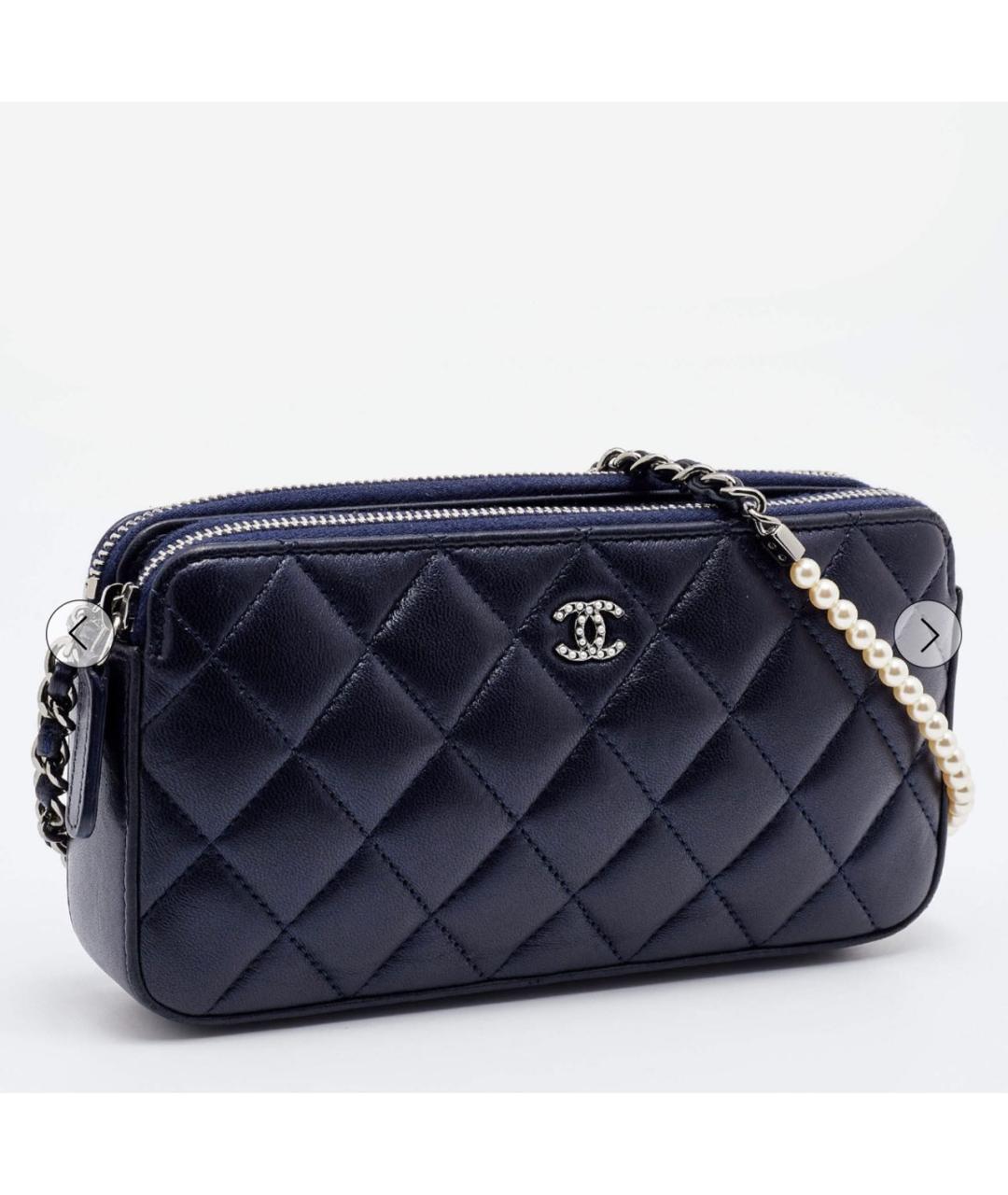 CHANEL Темно-синяя кожаная сумка через плечо, фото 2