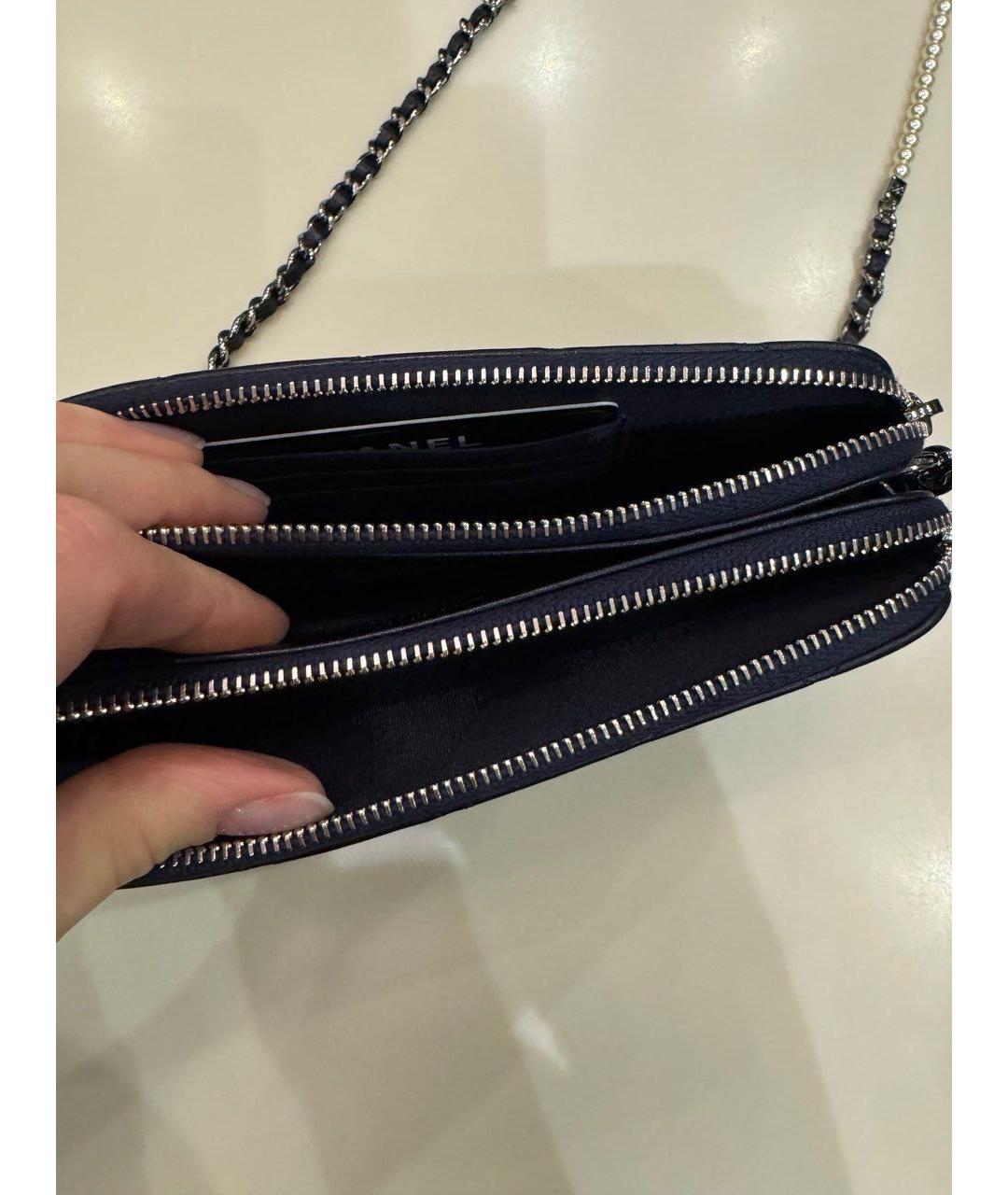 CHANEL Темно-синяя кожаная сумка через плечо, фото 8