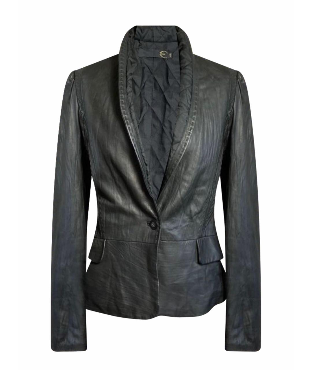 JUST CAVALLI Черная кожаная куртка, фото 1