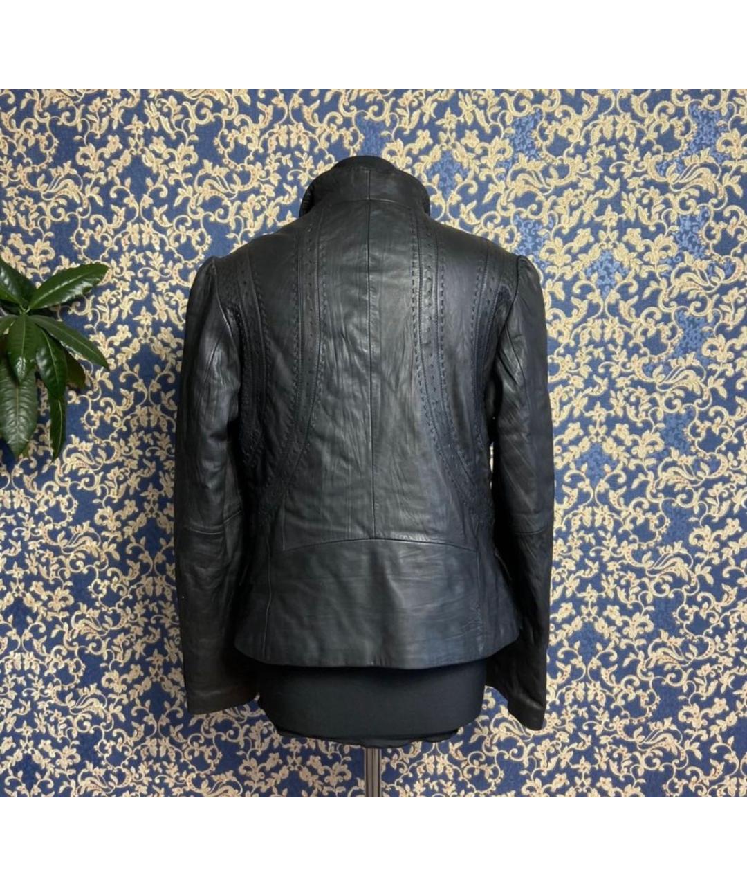 JUST CAVALLI Черная кожаная куртка, фото 2