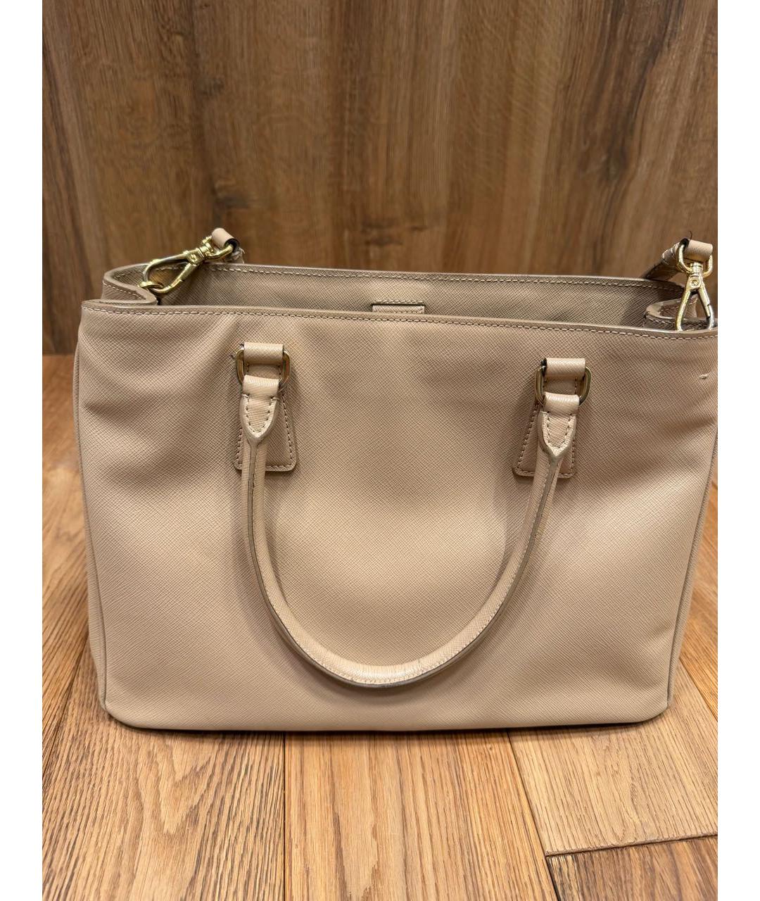 PRADA Бежевая кожаная сумка с короткими ручками, фото 3