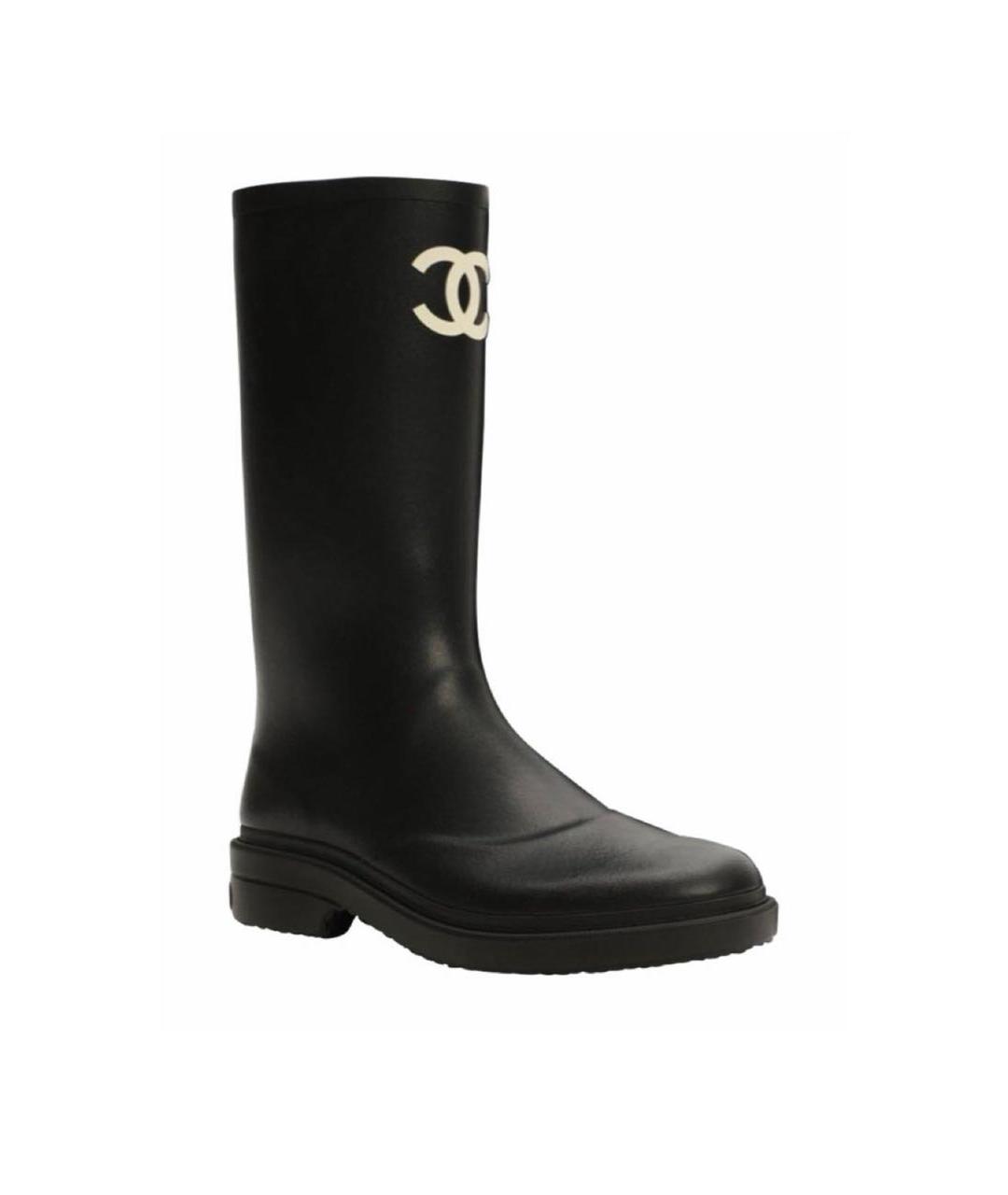 CHANEL Черные резиновые сапоги, фото 4