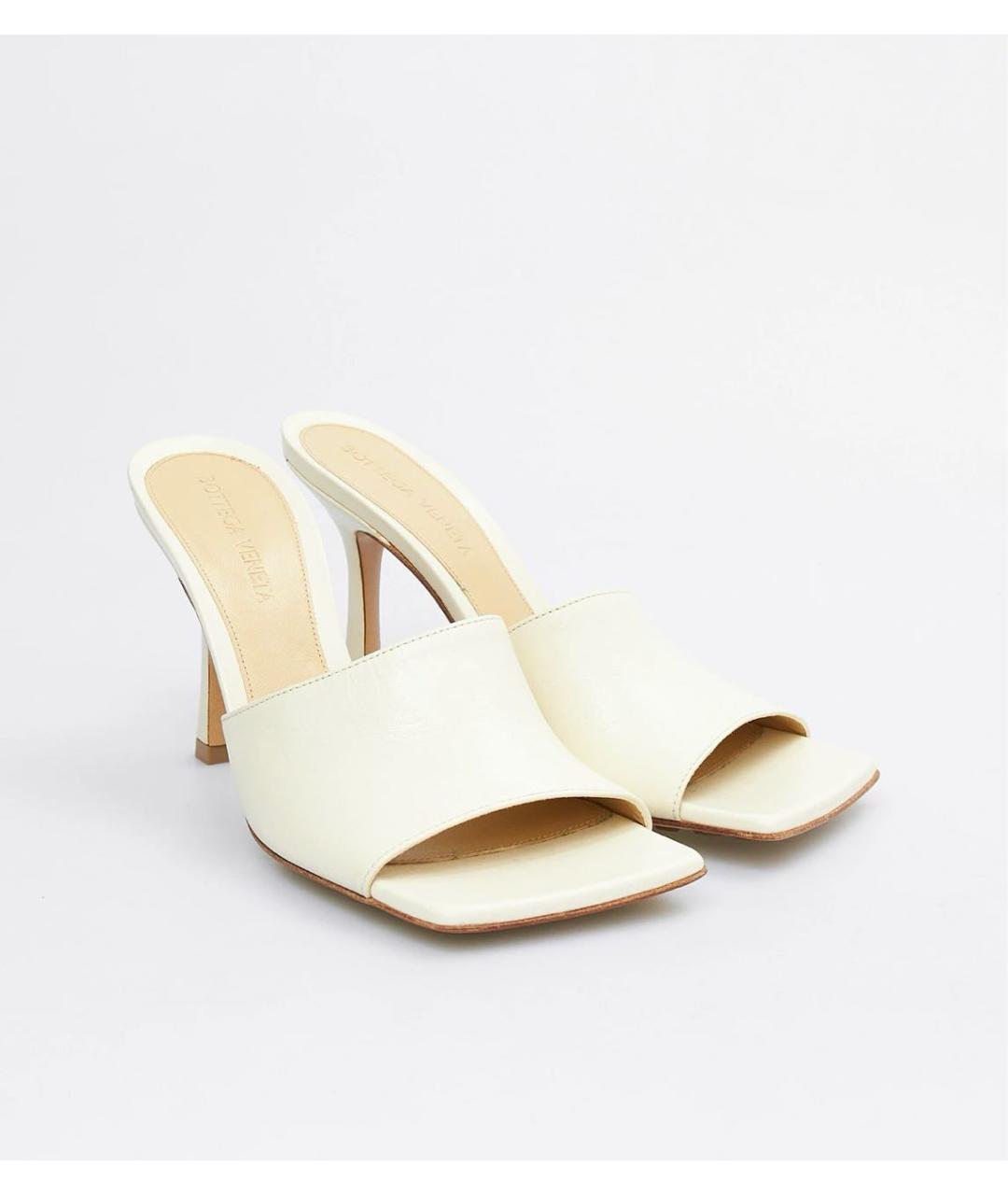 BOTTEGA VENETA Бежевые кожаные мюли, фото 2