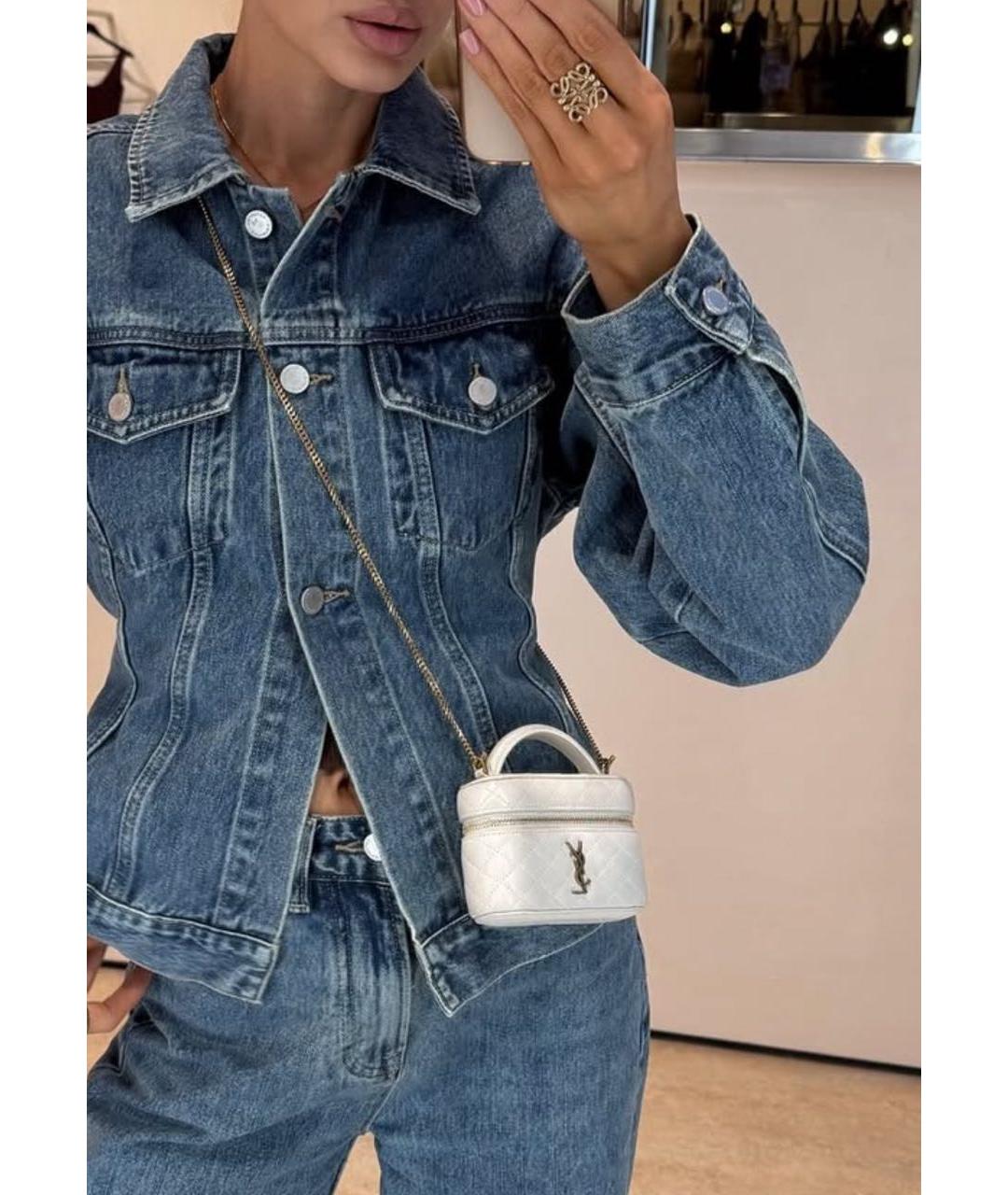 SAINT LAURENT Бежевая кожаная сумка через плечо, фото 3