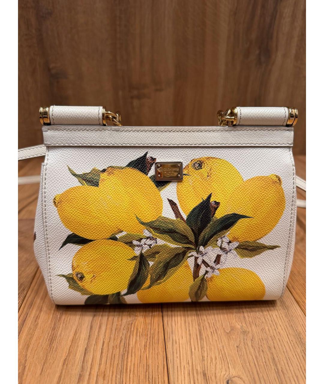 DOLCE&GABBANA Белая кожаная сумка с короткими ручками, фото 3