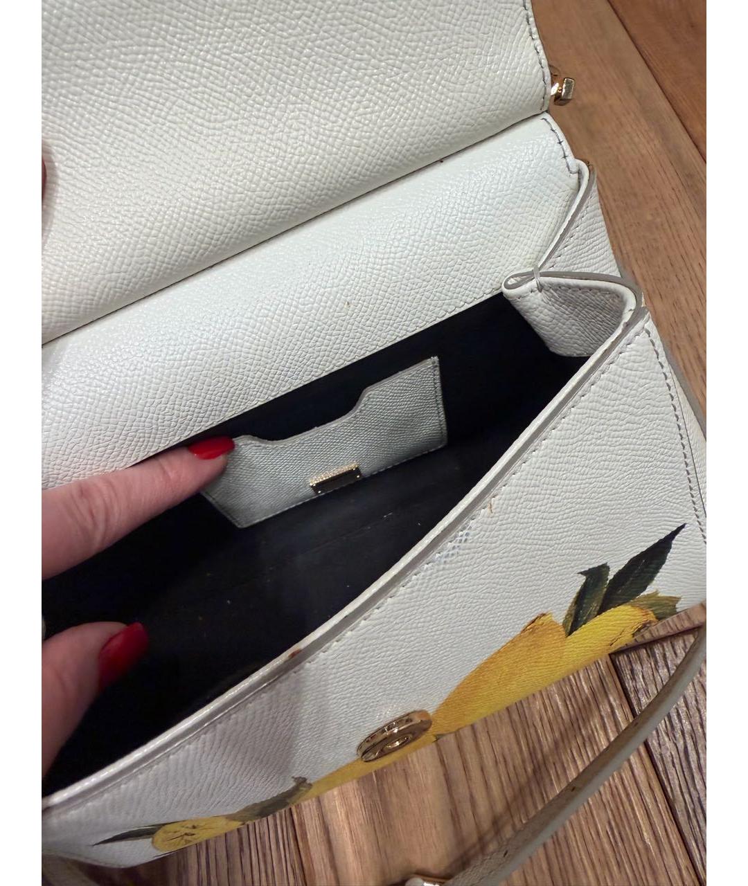 DOLCE&GABBANA Белая кожаная сумка с короткими ручками, фото 4