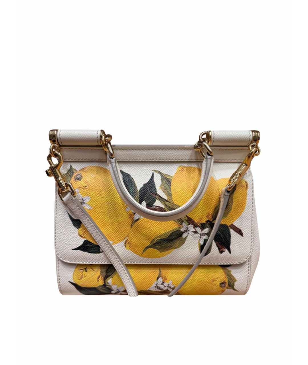 DOLCE&GABBANA Белая кожаная сумка с короткими ручками, фото 1