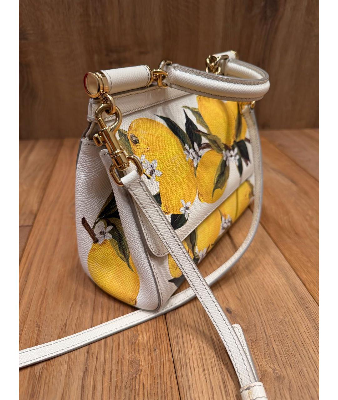 DOLCE&GABBANA Белая кожаная сумка с короткими ручками, фото 2