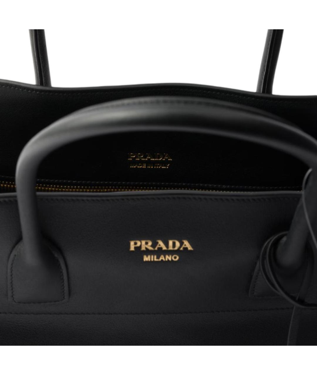 PRADA Черная кожаная сумка тоут, фото 4