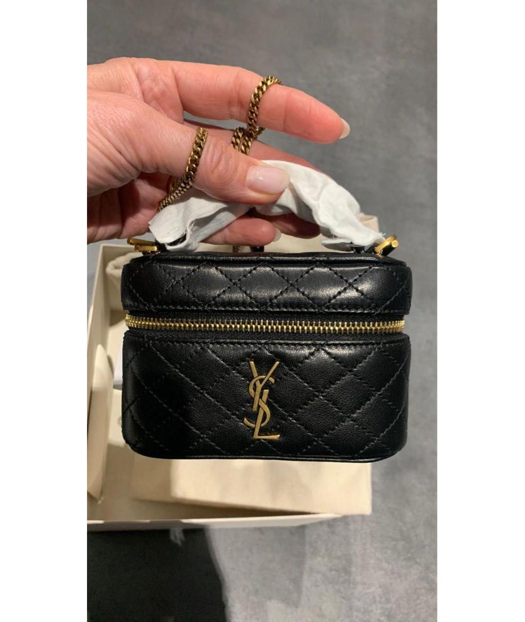 SAINT LAURENT Черная кожаная сумка через плечо, фото 3