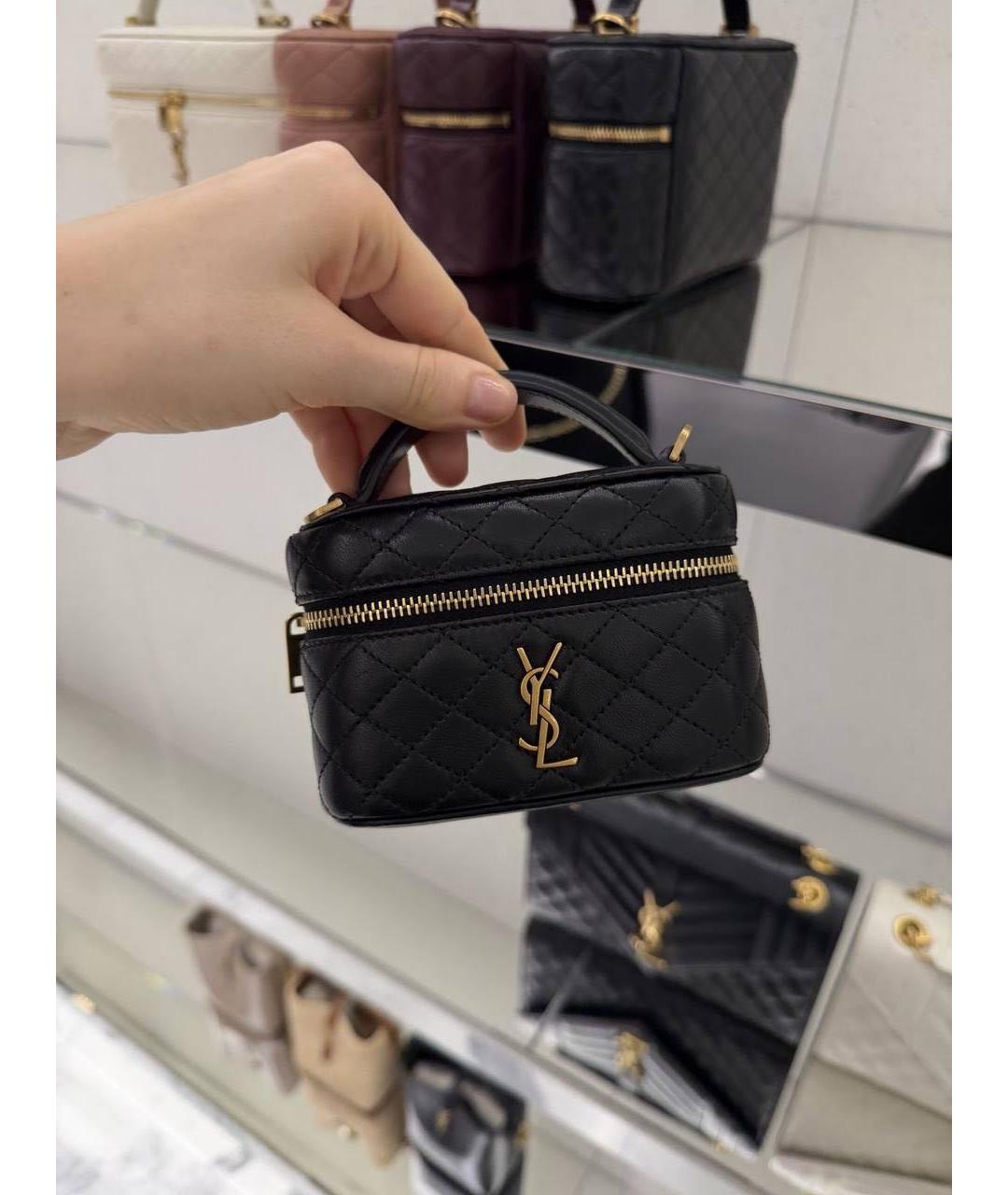 SAINT LAURENT Черная кожаная сумка через плечо, фото 2