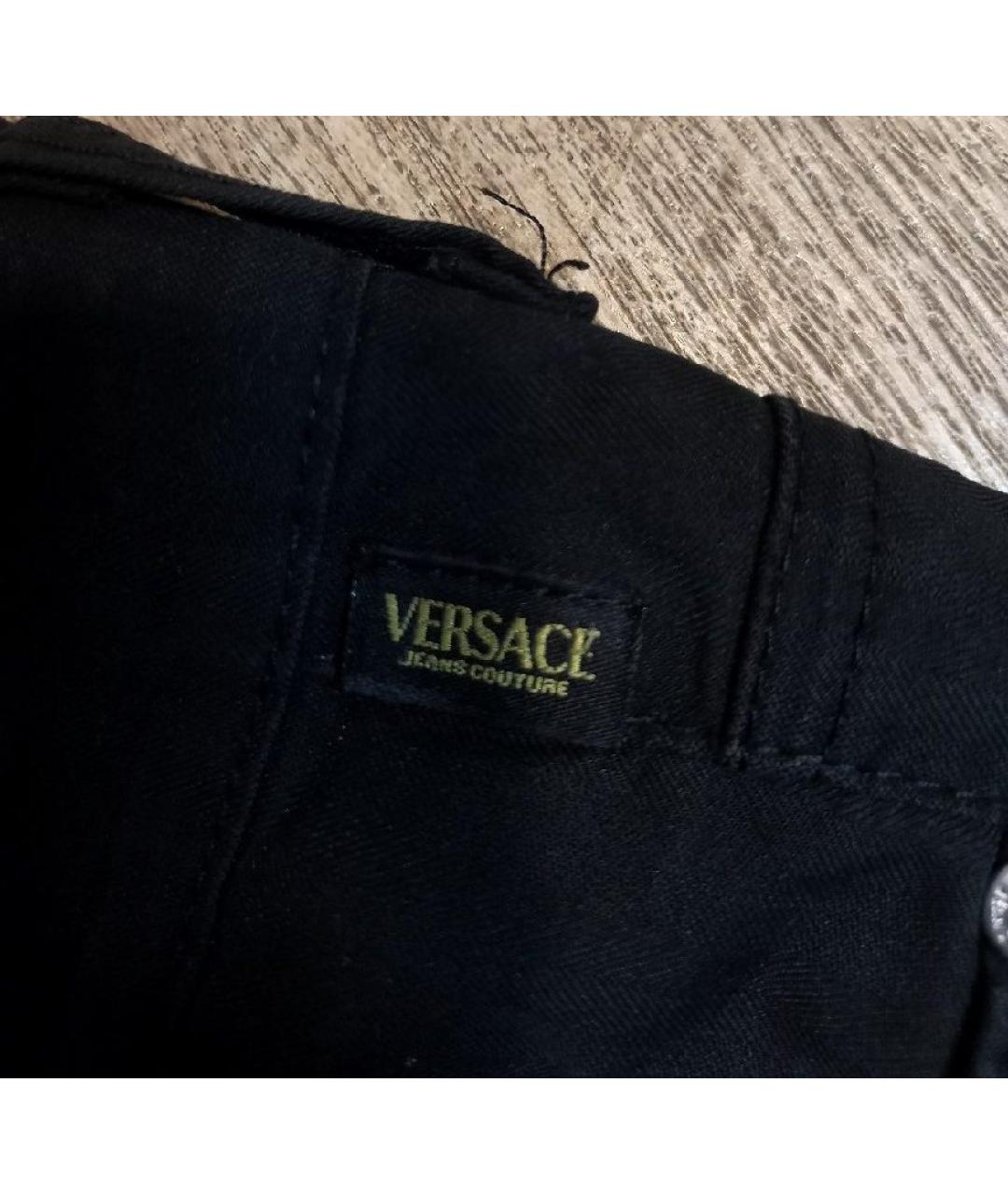 VERSACE JEANS COUTURE Черные хлопко-эластановые повседневные брюки, фото 3