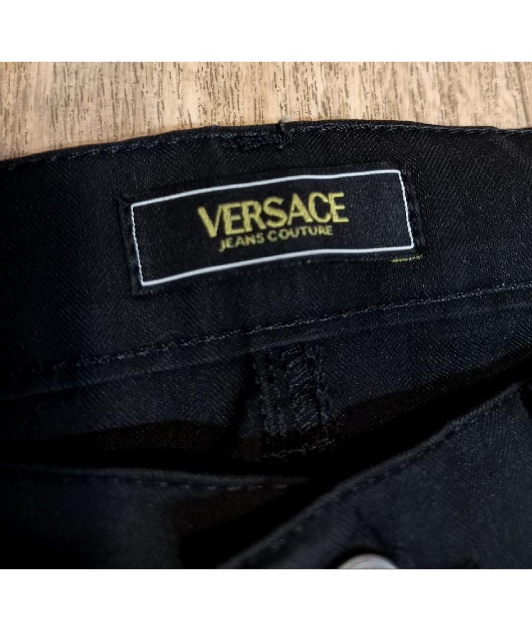 VERSACE JEANS COUTURE Черные хлопко-эластановые повседневные брюки, фото 4