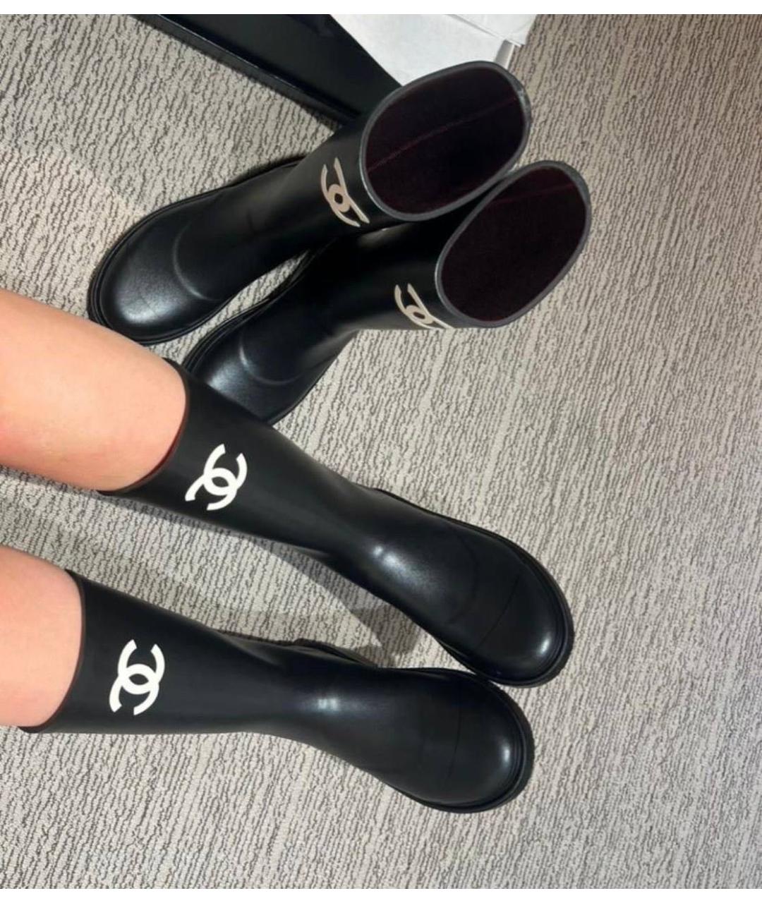 CHANEL Черные резиновые сапоги, фото 3