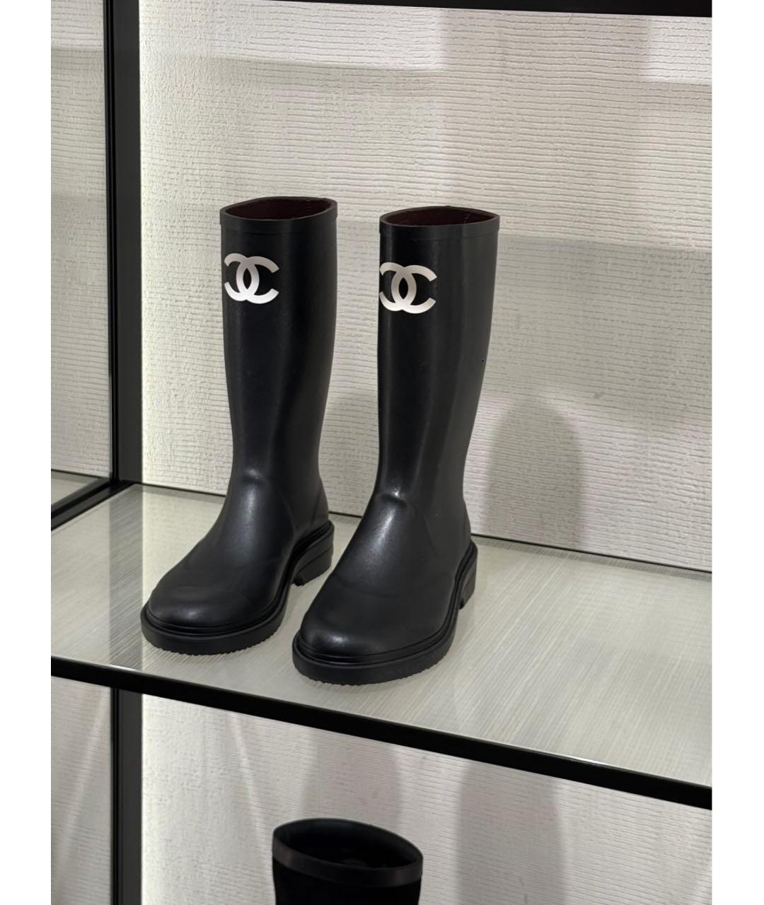CHANEL Черные резиновые сапоги, фото 2