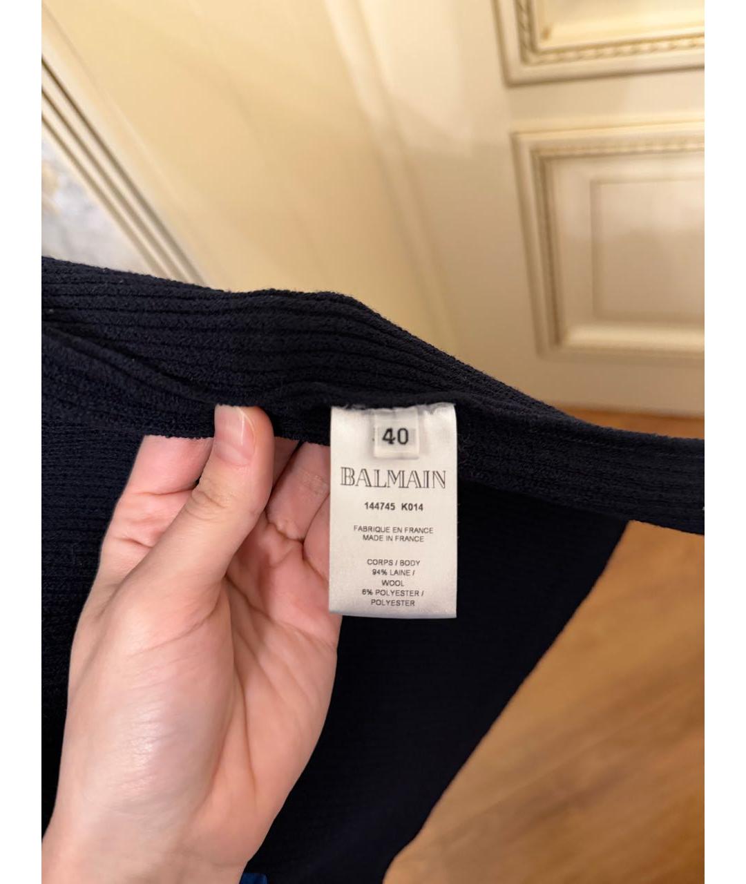 BALMAIN Темно-синяя шерстяная юбка миди, фото 7