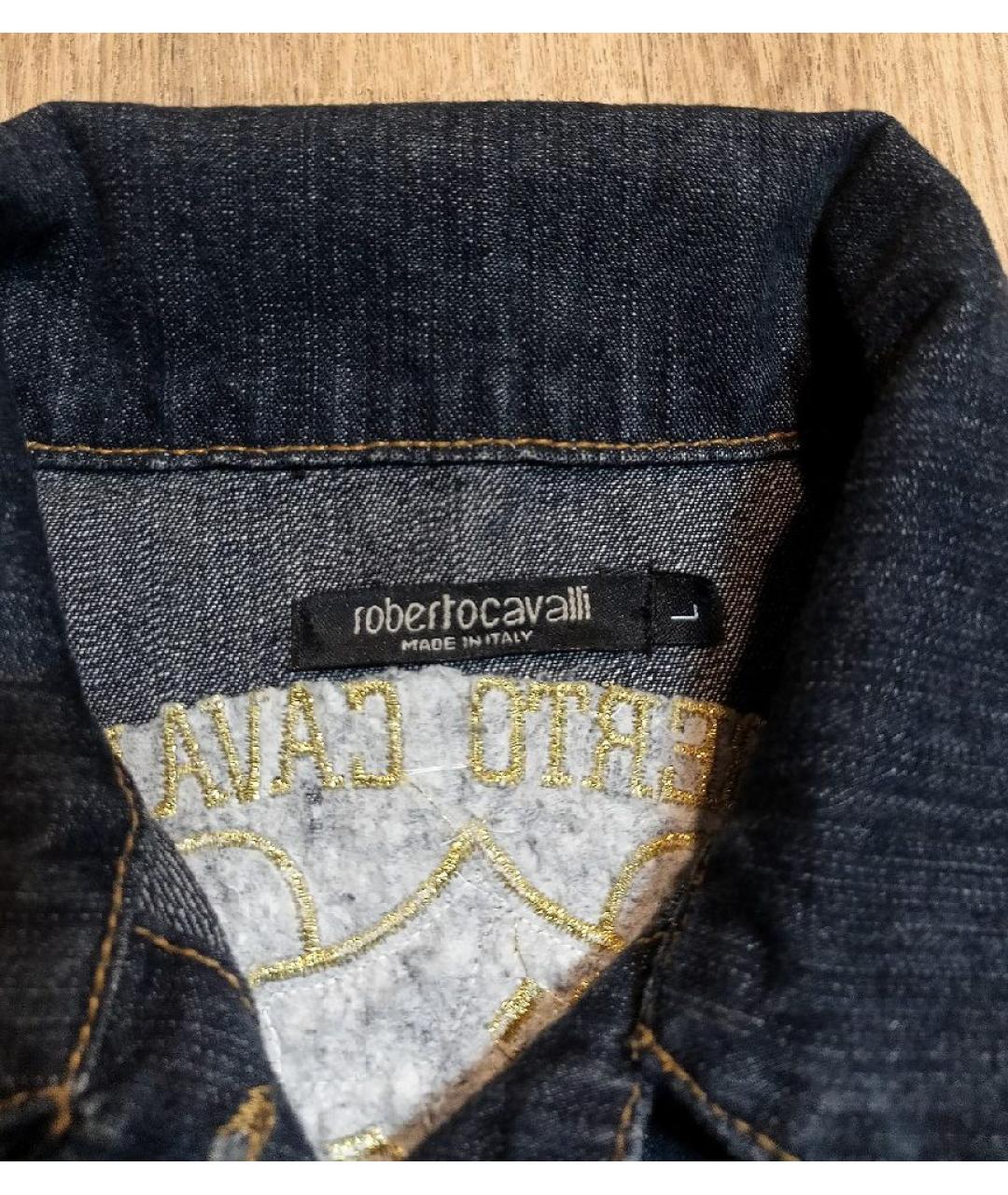 ROBERTO CAVALLI Темно-синяя деним куртка, фото 4