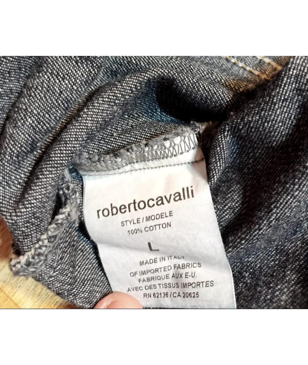 ROBERTO CAVALLI Темно-синяя деним куртка, фото 5