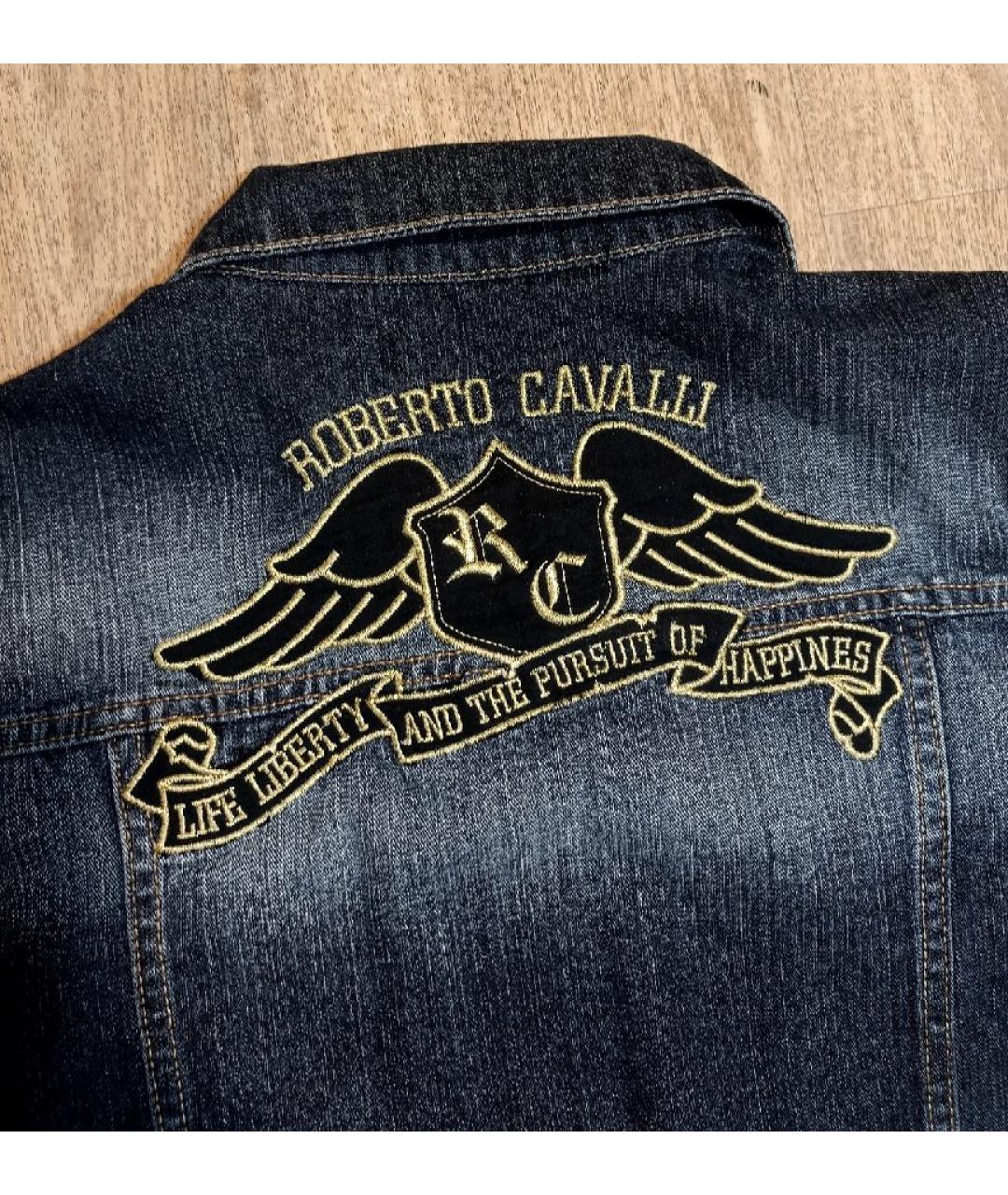 ROBERTO CAVALLI Темно-синяя деним куртка, фото 3