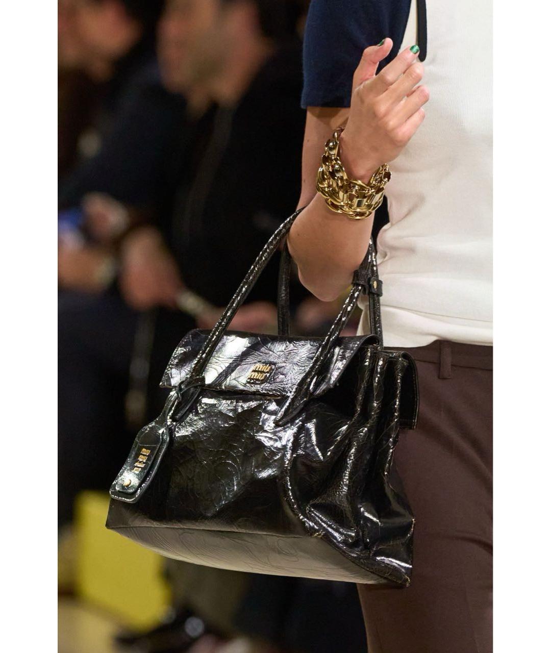 MIU MIU Черная кожаная сумка тоут, фото 6