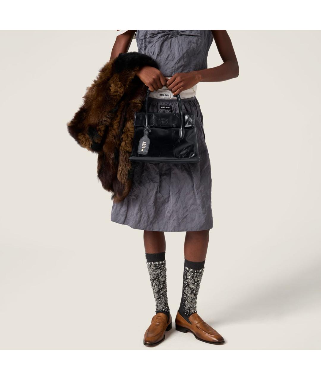 MIU MIU Черная кожаная сумка тоут, фото 3