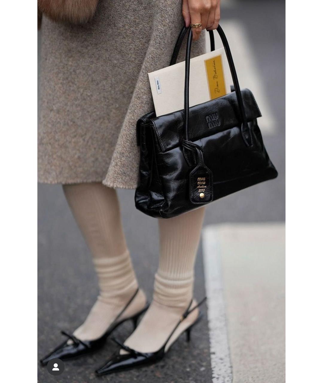 MIU MIU Черная кожаная сумка тоут, фото 4