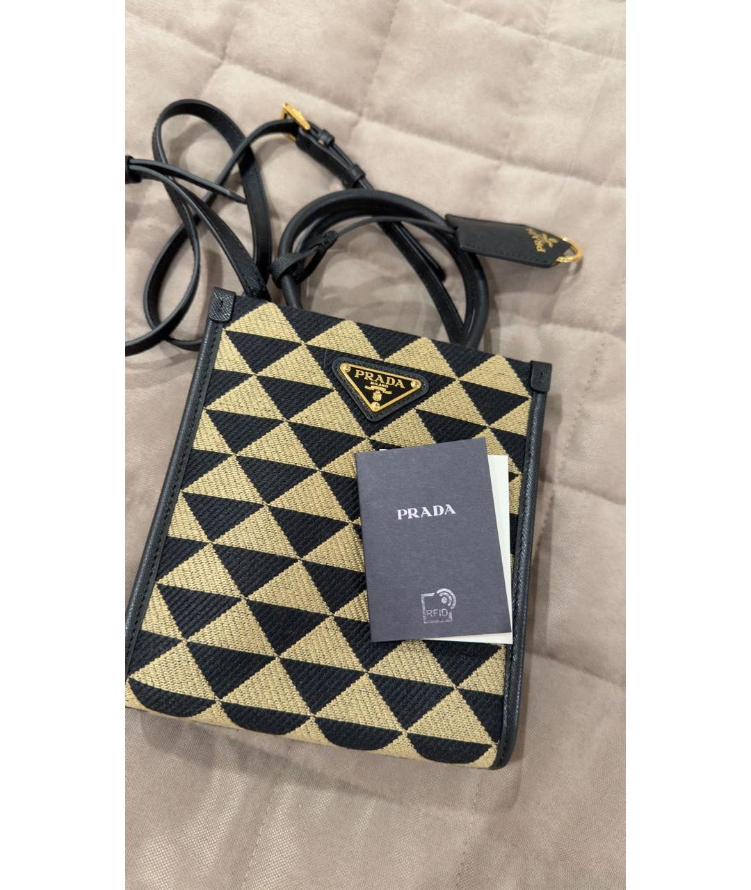 PRADA Бежевая жаккардовая сумка через плечо, фото 5