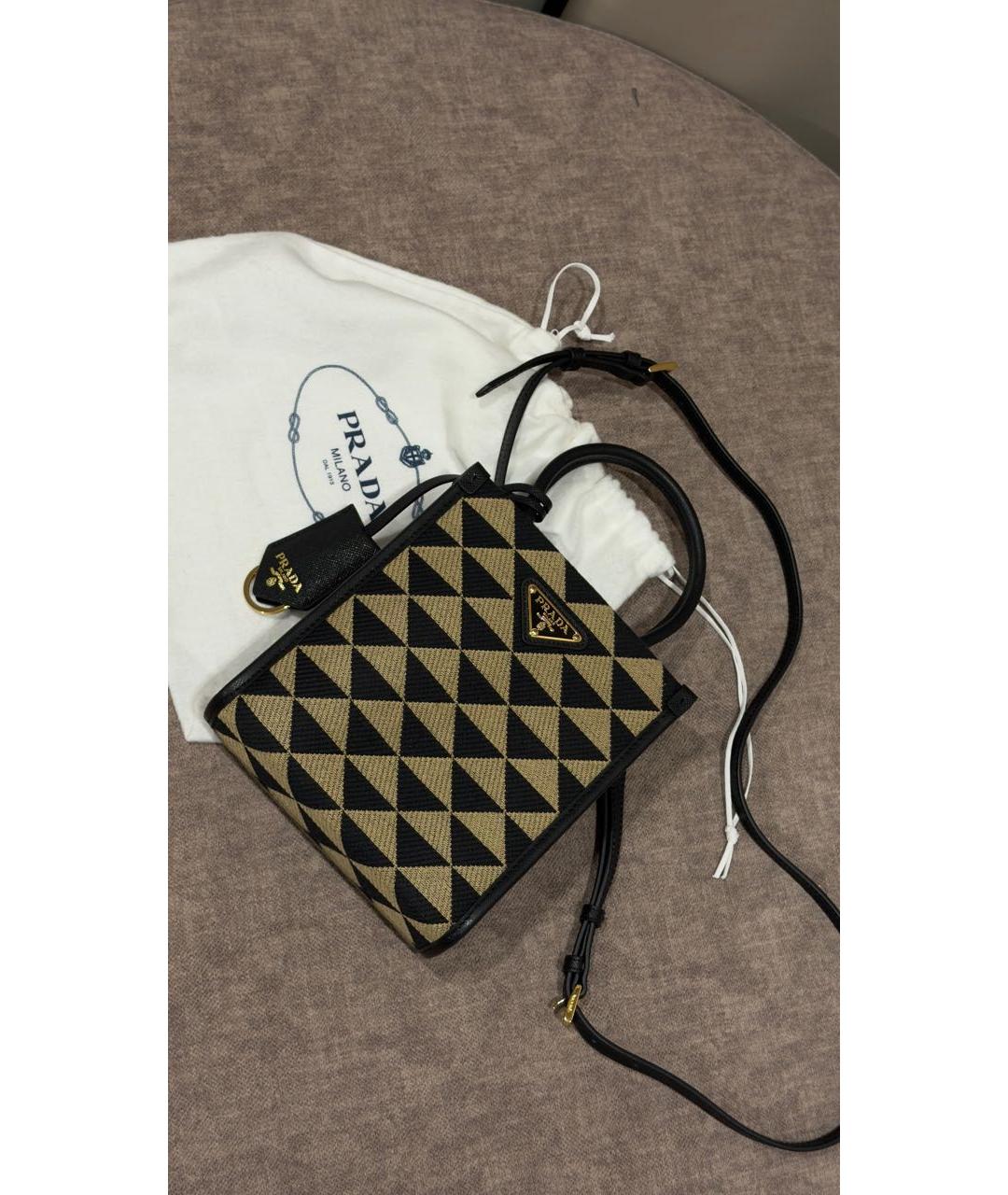 PRADA Бежевая жаккардовая сумка через плечо, фото 6
