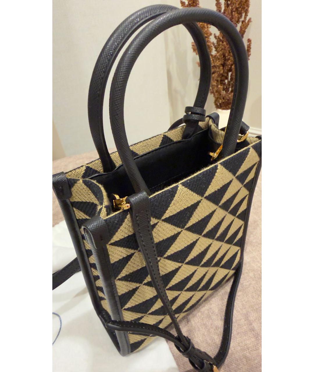 PRADA Бежевая жаккардовая сумка через плечо, фото 3