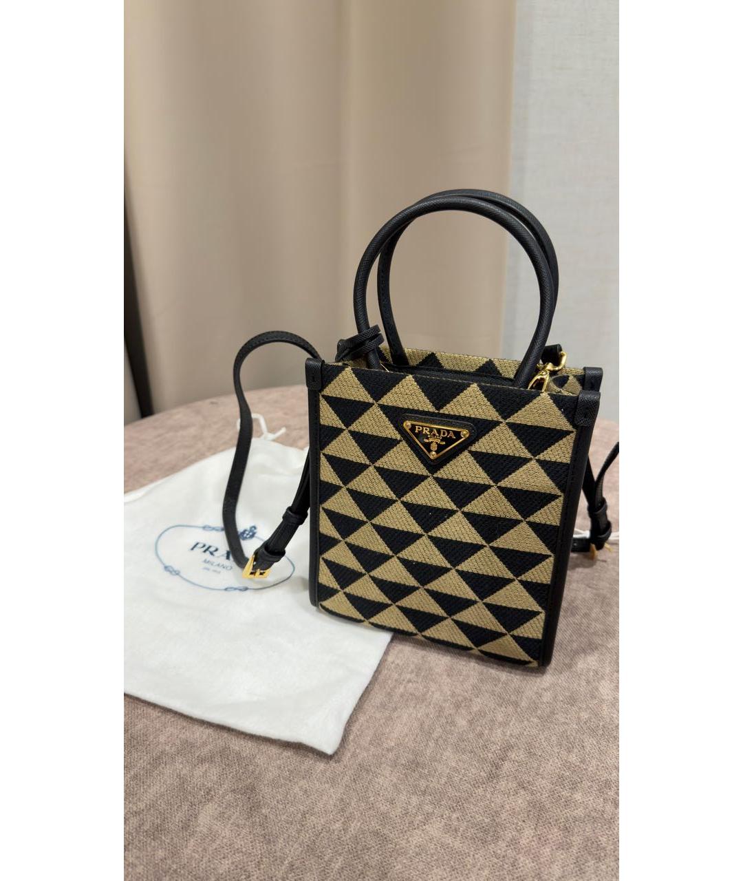 PRADA Бежевая жаккардовая сумка через плечо, фото 7