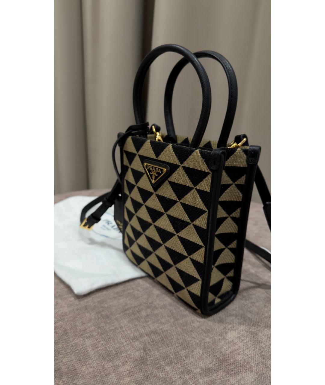 PRADA Бежевая жаккардовая сумка через плечо, фото 2