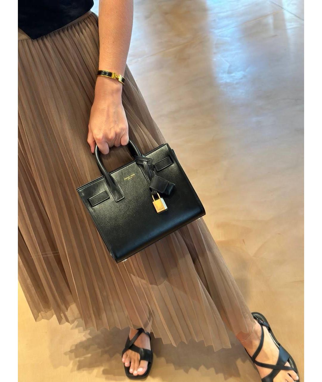 SAINT LAURENT Черная кожаная сумка тоут, фото 4