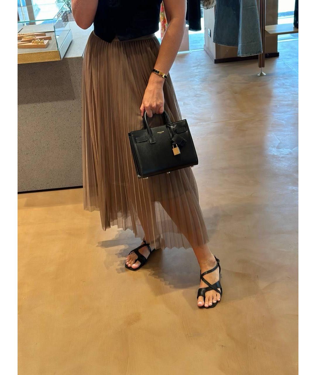 SAINT LAURENT Черная кожаная сумка тоут, фото 3