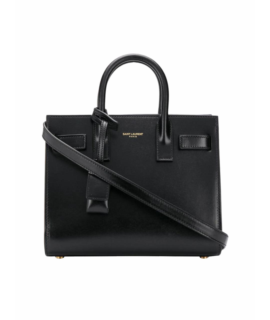 SAINT LAURENT Черная кожаная сумка тоут, фото 1