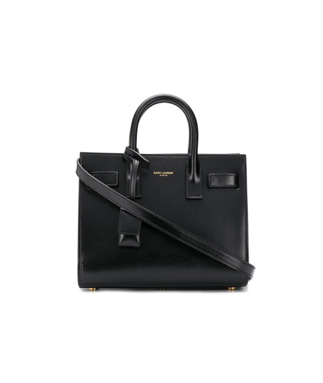 SAINT LAURENT Черная кожаная сумка тоут, фото 6