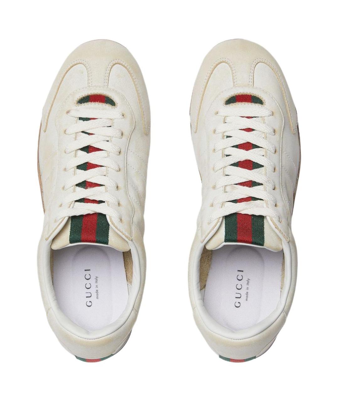 GUCCI Белые кожаные кеды, фото 4