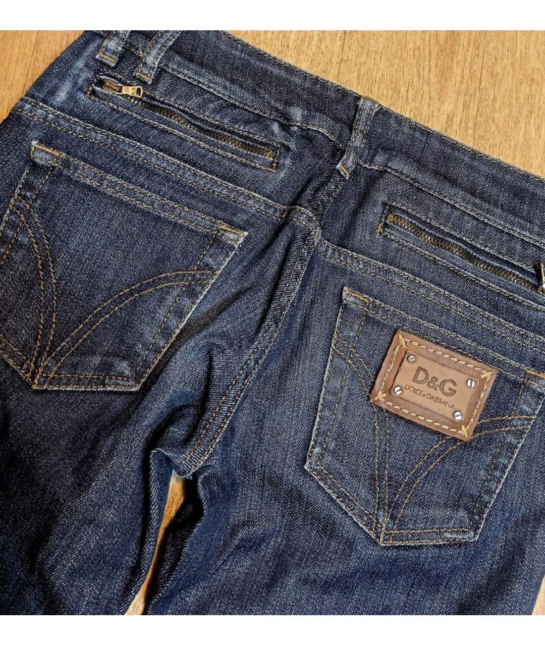 DOLCE&GABBANA Темно-синие хлопковые джинсы клеш, фото 4