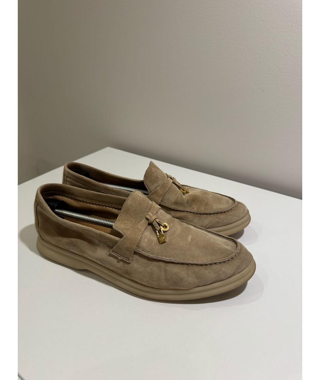 LORO PIANA Бежевые замшевые лоферы, фото 5