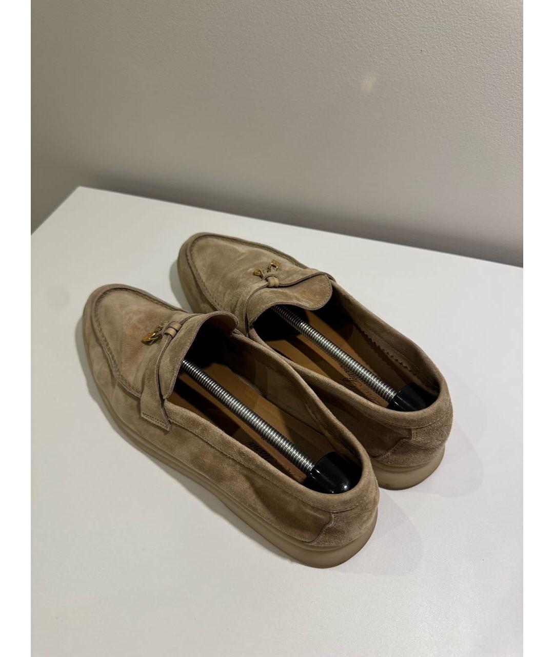 LORO PIANA Бежевые замшевые лоферы, фото 3