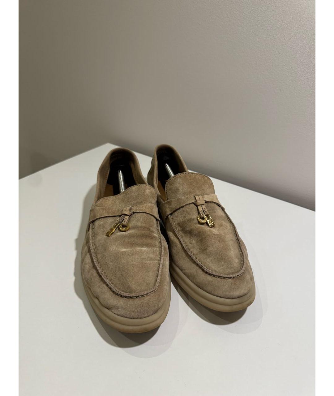 LORO PIANA Бежевые замшевые лоферы, фото 2