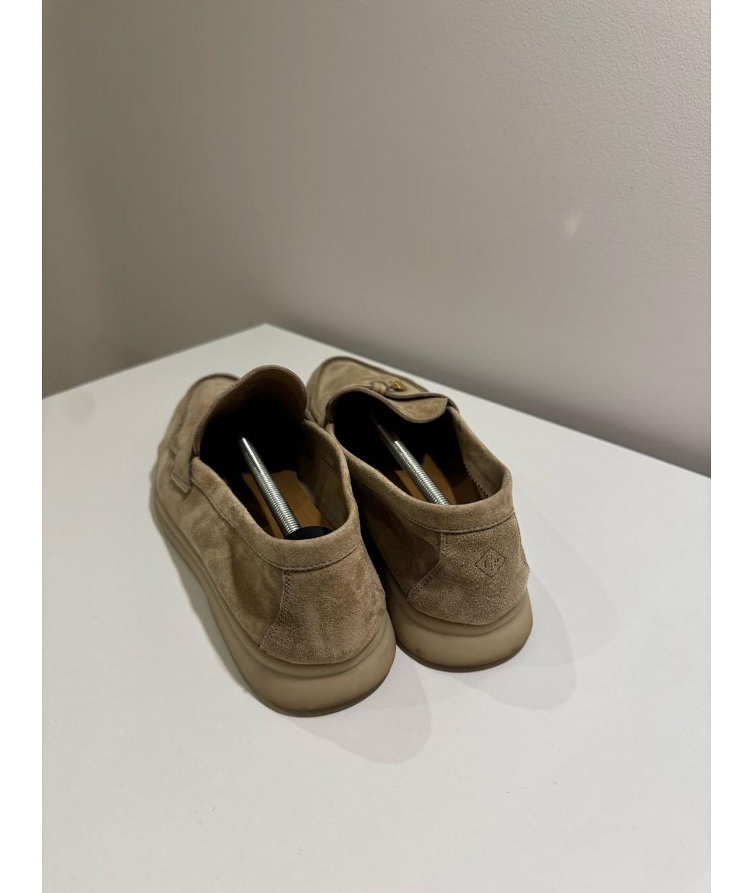 LORO PIANA Бежевые замшевые лоферы, фото 4