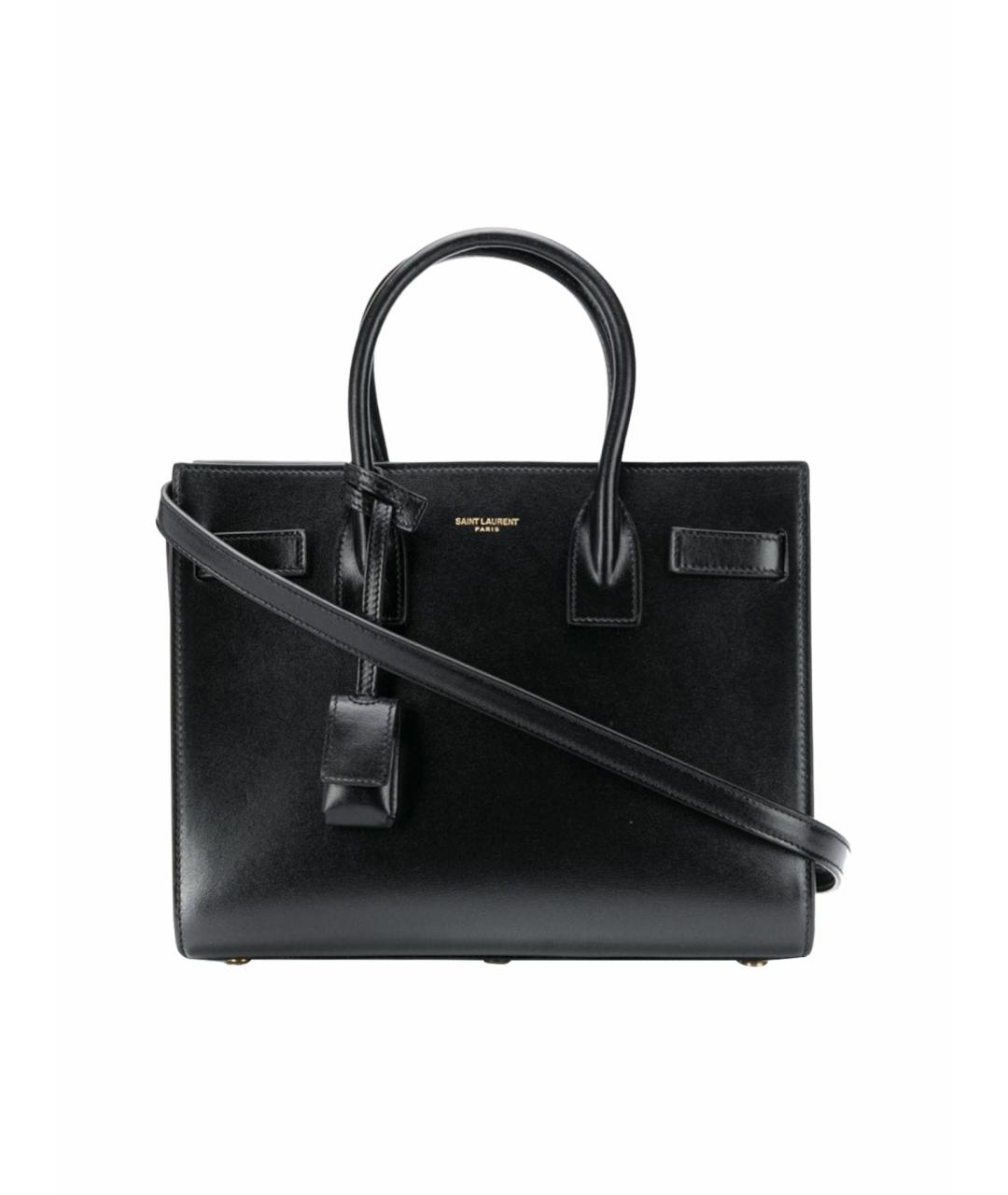 SAINT LAURENT Черная кожаная сумка тоут, фото 1
